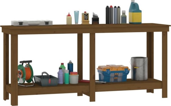 vidaXL Τραπέζι εργασίας, μελί καφέ, 180x50x80 cm από πεύκο