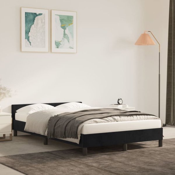 vidaXL Rama κρεβατιού με κεφαλάρι, μαύρη, 120x200 εκ., βελούδινη