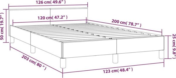 vidaXL Rama κρεβατιού με κεφαλάρι, μαύρη, 120x200 εκ., βελούδινη