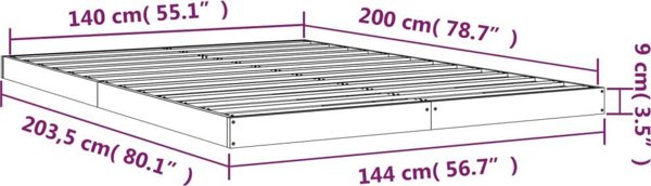 vidaXL Σκελετός κρεβατιού 140x200 cm από μασίφ ξύλο πεύκου