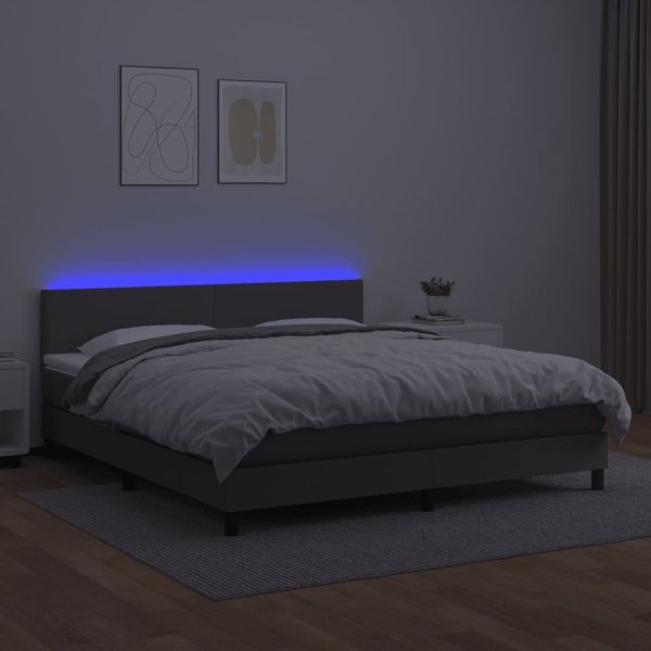 vidaXL Κρεβάτι κοντινένταλ με στρώμα και LED, γκρι οικοδερμα, 160x200 εκ.