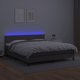 vidaXL Κρεβάτι κοντινένταλ με στρώμα και LED, γκρι οικοδερμα, 160x200 εκ.