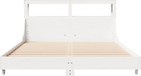 vidaXL Rama lozka bez materaca, biala, 140x200 cm, lite drewno sosnowe