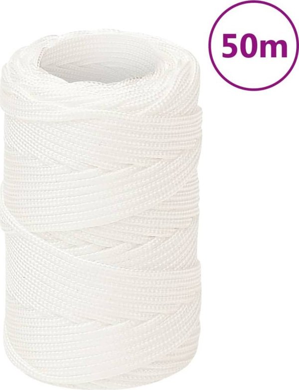 vidaXL Μονόχρωμο ναυτικό σχοινί, λευκό, 2 mm x 50 m, πολυπροπυλένιο