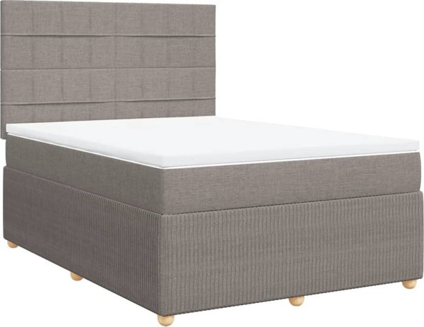 vidaXL Κρεβάτι Κοντινεντάλ με Στρώμα, Taupe, Ύφασμα 140x200 εκ.