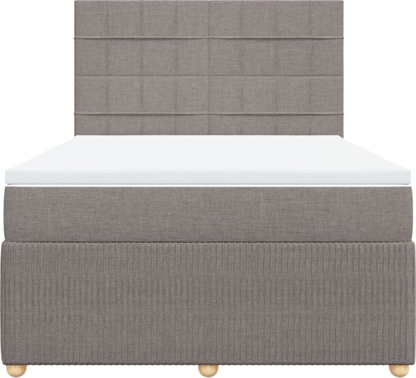 vidaXL Κρεβάτι Κοντινεντάλ με Στρώμα, Taupe, Ύφασμα 140x200 εκ.