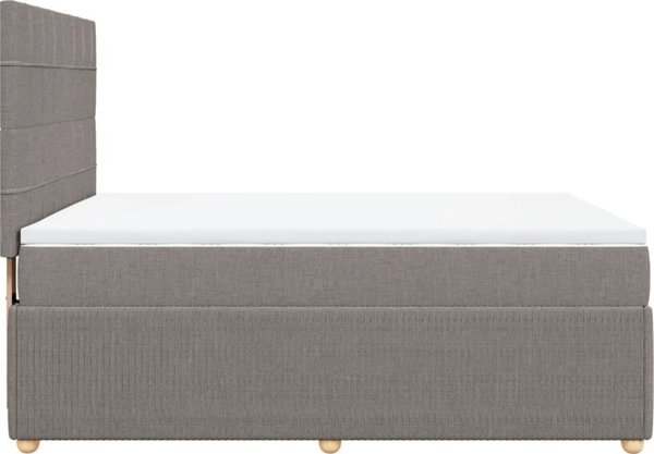 vidaXL Κρεβάτι Κοντινεντάλ με Στρώμα, Taupe, Ύφασμα 140x200 εκ.