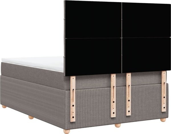 vidaXL Κρεβάτι Κοντινεντάλ με Στρώμα, Taupe, Ύφασμα 140x200 εκ.