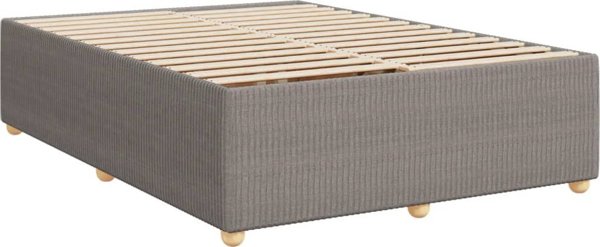vidaXL Κρεβάτι Κοντινεντάλ με Στρώμα, Taupe, Ύφασμα 140x200 εκ.