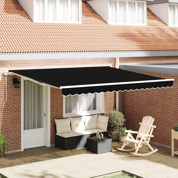 vidaXL Manualna Markiza Chowana Czarna 400x350 cm