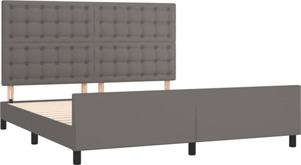 vidaXL Rama lozka z zaglowkiem, szara, 160x200cm, obite sztuczna skora
