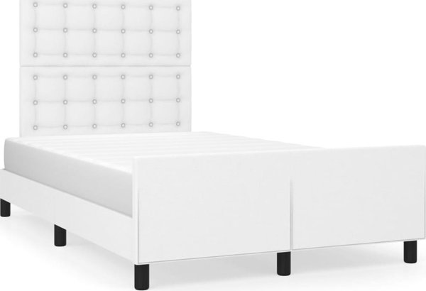 vidaXL Rama κρεβατιού με κεφαλάρι, λευκό, 120x200 εκ., τεχνητό δέρμα