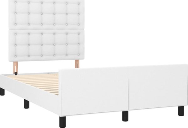 vidaXL Rama κρεβατιού με κεφαλάρι, λευκό, 120x200 εκ., τεχνητό δέρμα