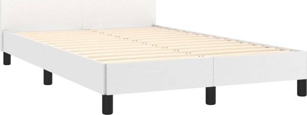 vidaXL Rama κρεβατιού με κεφαλάρι, λευκό, 120x200 εκ., τεχνητό δέρμα