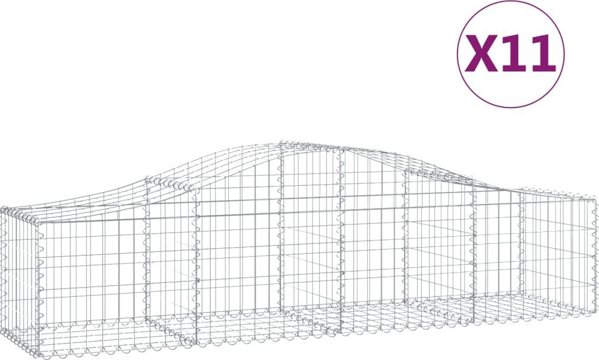 vidaXL Kosze gabionowe, 11 τεμ, 200x50x40/60 εκ, γαλβανισμένο σίδερο