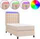 vidaXL Logko kontynentalne z materacem i LED cappuccino ekoskora 90x190cm