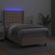 vidaXL Logko kontynentalne z materacem i LED cappuccino ekoskora 90x190cm