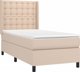 vidaXL Logko kontynentalne z materacem i LED cappuccino ekoskora 90x190cm