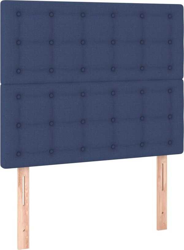vidaXL Rama κρεβατιού με κεφαλάρι, μπλε, 100x200 cm, επενδυμένη με ύφασμα