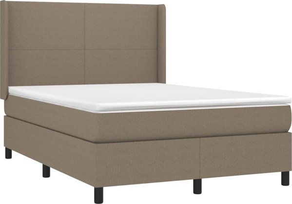 vidaXL Λουτζκο κοντινενταλ με στρωμα, taupe, υφασμα, 140x200 cm