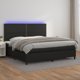 vidaXL Lozko kontynentalne z materacem i LED czarna ekoskora 200x200cm