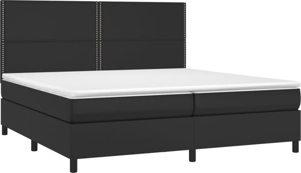 vidaXL Lozko kontynentalne z materacem i LED czarna ekoskora 200x200cm