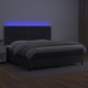 vidaXL Lozko kontynentalne z materacem i LED czarna ekoskora 200x200cm