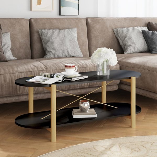 vidaXL Τραπεζάκι καφέ μαύρο, 110x48x40 cm, από ξυλώδες υλικό