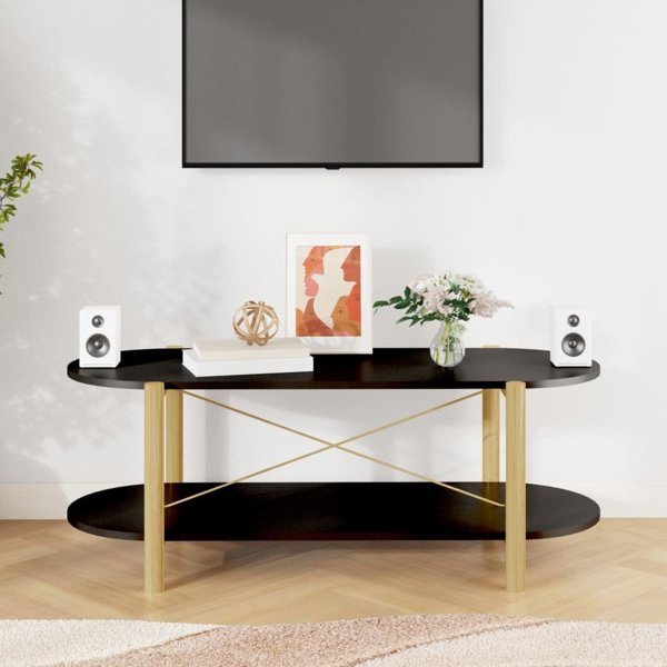vidaXL Τραπεζάκι καφέ μαύρο, 110x48x40 cm, από ξυλώδες υλικό
