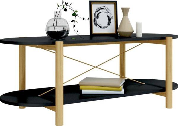vidaXL Τραπεζάκι καφέ μαύρο, 110x48x40 cm, από ξυλώδες υλικό