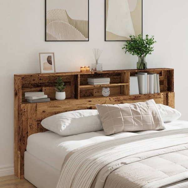 vidaXL Κεφαλάρι με Ράφια από Παλιό Ξύλο, 200x19x103,5 cm