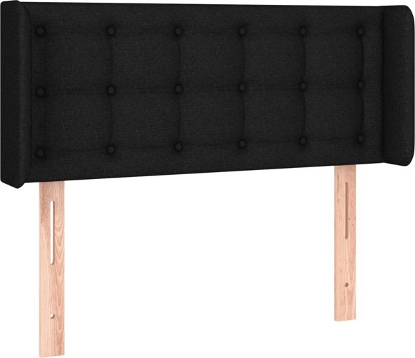 Κεφαλάρι κρεβατιού με LED vidaXL, μαύρο, 93x16x78/88 εκ., ύφασμα