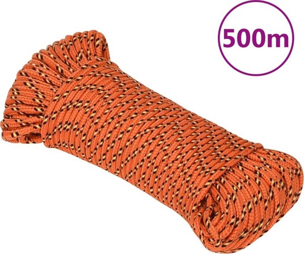 vidaXL Ναυτικό σκοινί, πορτοκαλί, 5 mm, 500 m, πολυπροπυλένιο