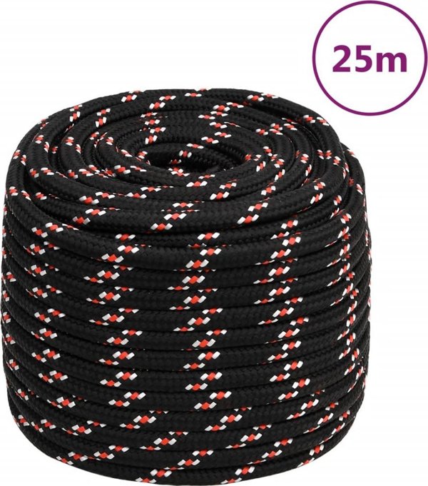 vidaXL Σχοινί ναυτικό, μαύρο, 16 mm, 25 μ., πολυπροπυλένιο