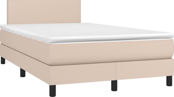 vidaXL Lozko kontynentalne z materacem i LED cappuccino 120x200cm