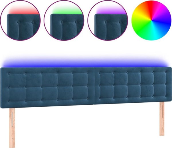 vidaXL Κεφαλάρι Κρεβατιού με LED, Σκούρο Μπλε, 160x5x78/88 εκ., βελούδο