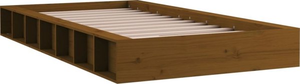 vidaXL Rama κρεβατιού, μελιά καφέ, 75x190 εκ., μονό, μασίφ ξύλο