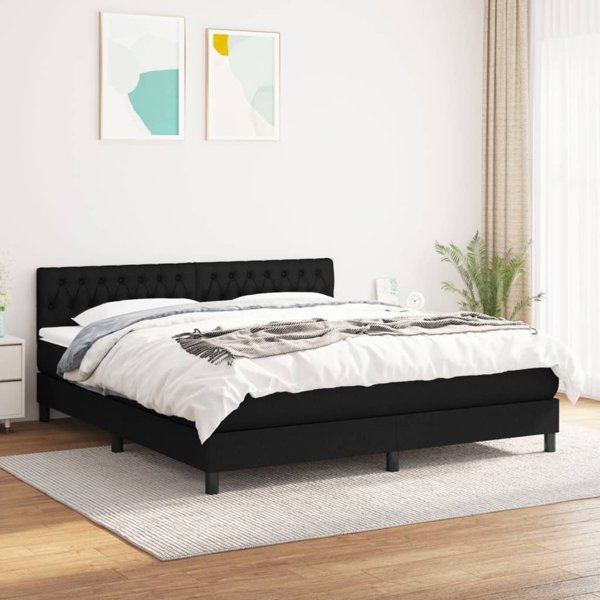 vidaXL Λουτζκο κόντινενταλ με στρώμα 180x200cm, μαύρο ύφασμα