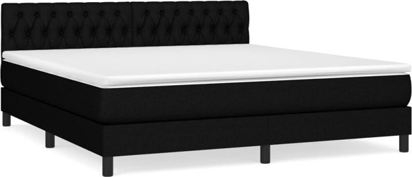 vidaXL Λουτζκο κόντινενταλ με στρώμα 180x200cm, μαύρο ύφασμα