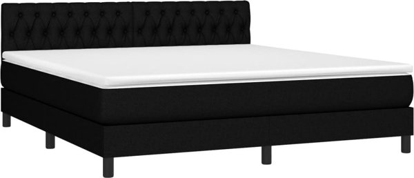 vidaXL Λουτζκο κόντινενταλ με στρώμα 180x200cm, μαύρο ύφασμα