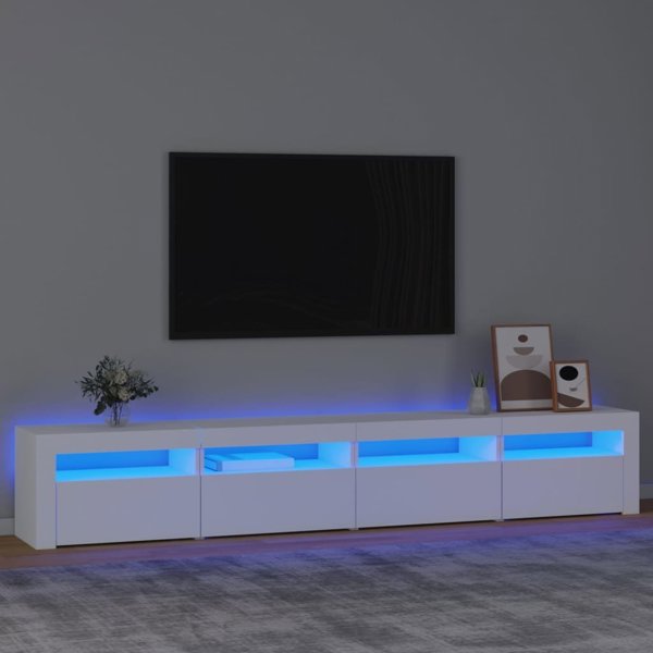 vidaXL Ντουλάπι για TV με φωτισμό LED, λευκό, 240x35x40 cm