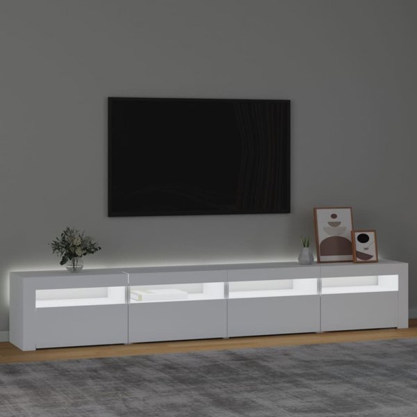 vidaXL Ντουλάπι για TV με φωτισμό LED, λευκό, 240x35x40 cm