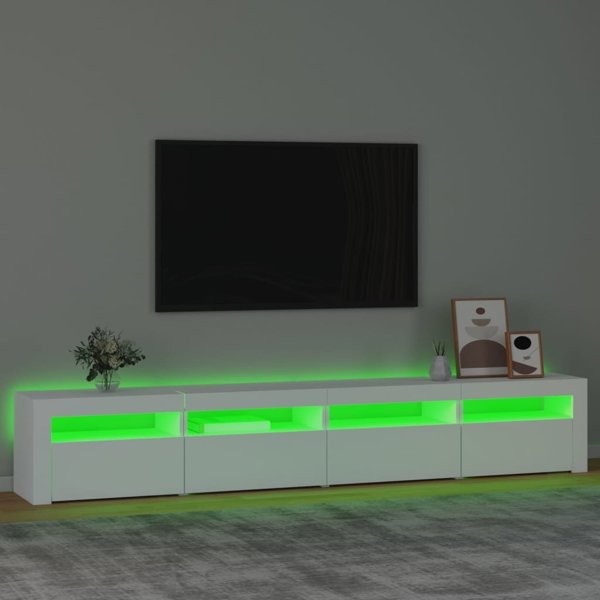 vidaXL Ντουλάπι για TV με φωτισμό LED, λευκό, 240x35x40 cm