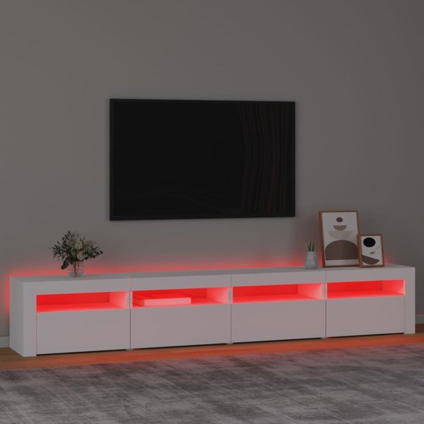 vidaXL Ντουλάπι για TV με φωτισμό LED, λευκό, 240x35x40 cm