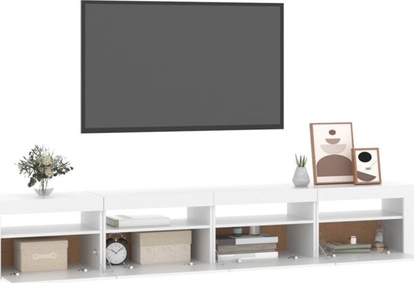 vidaXL Ντουλάπι για TV με φωτισμό LED, λευκό, 240x35x40 cm