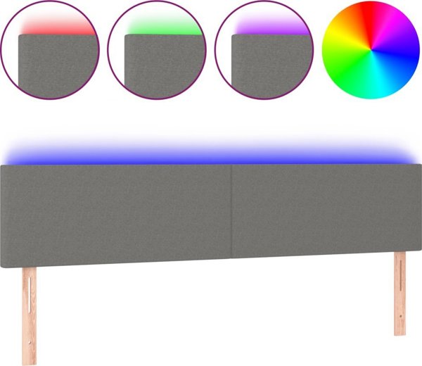 vidaXL Zaglowek do lotka me LED, ciemnoszary, 200x5x78/88 cm, tkanina