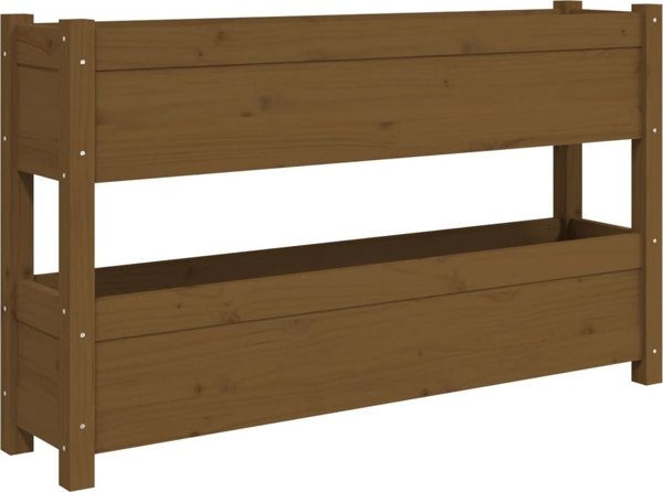 vidaXL Ζαρντινιέρα μελιτζανί καφέ, 112x25x66 cm, μασίφ πεύκο