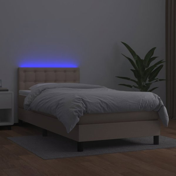 vidaXL Κρεβάτι Continental με Στρώμα και Φωτισμό LED, Cappuccino, 100x200 εκ.