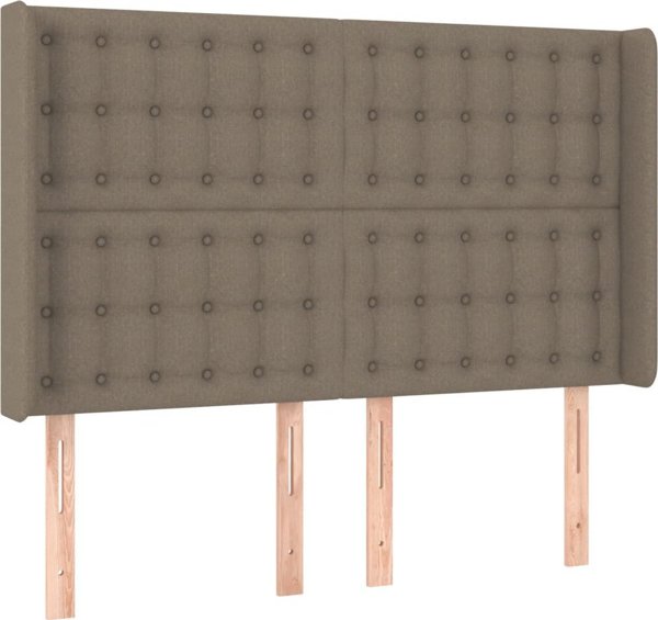 vidaXL Κεφαλάρι κρεβατιού με LED, ταουπ, 147x16x118/128 cm, ύφασμα