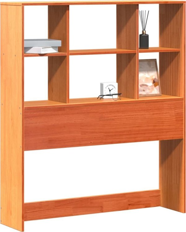 vidaXL Wezglowie do lozka, z polkami, woskowy braz, 75 cm, sosnowe